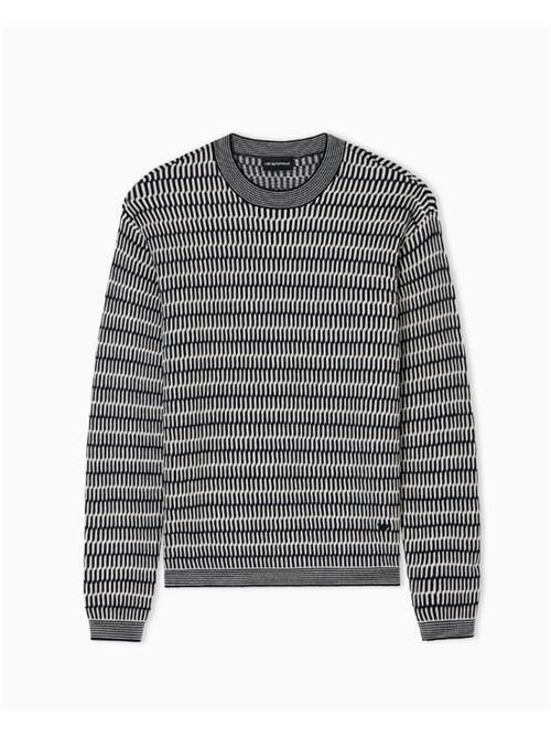JACQUARD VIRGIN WOOL SWEATER EMPORIO ARMANI | EM002194.AF14195FB072 NAVY FRENCH